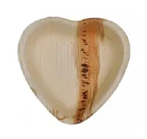 Eco Areca Leaf Heart Shaped Plate - Romantic heart-shaped plate perfect for special occasions and desserts.