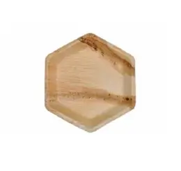 Eco Areca Leaf Hexagonal Shaped Plate - Modern hexagonal plate with geometric appeal for contemporary settings.