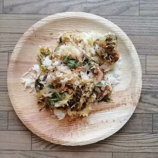 Eco Areca Leaf Natural areca leaf plate - Biodegradable palm leaf dinnerware - Left showcase showcase